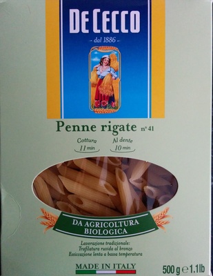 Penne rigate nº 41 Bio (Al dente 6 min)