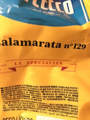 Calamarata 129 [pâtes Haute Qualité] [sachet De 500G] ingredients label