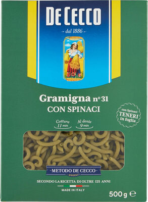 Gramigna n° 31 con spinaci front packaging