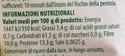 Grano saraceno nutrition facts table