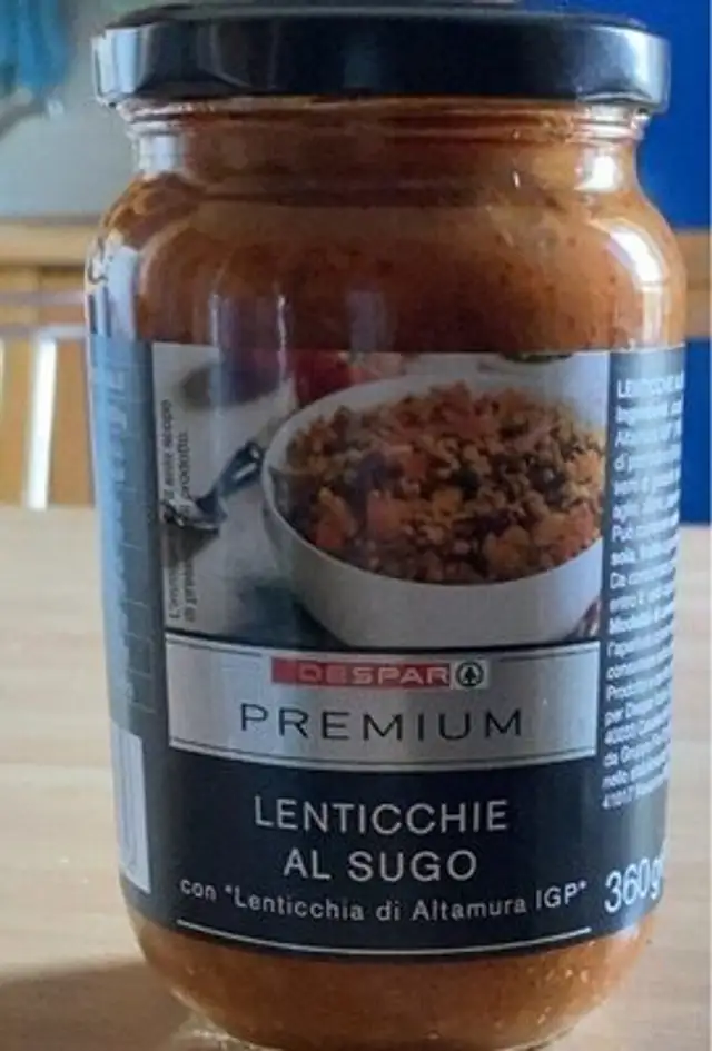 Lenticchie al sugo front packaging