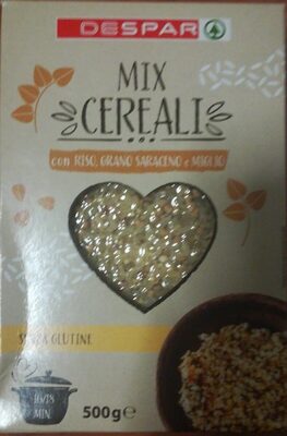Mix cereali riso, grano saraceno e miglio front packaging