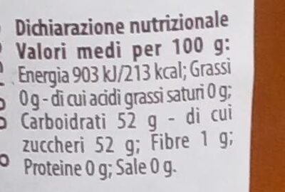 Confettura extra di pesche nutrition facts table