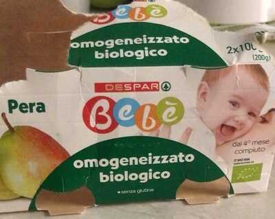 Bebè omogeneizzato biologico pera front packaging