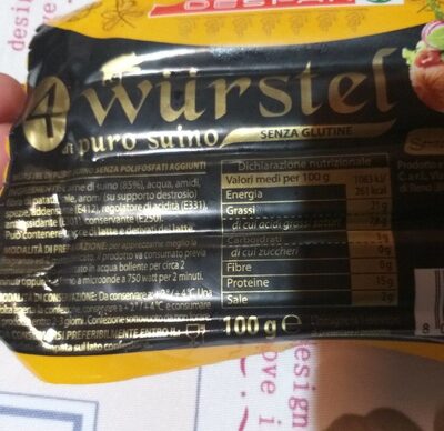 Wurstel nutrition facts table