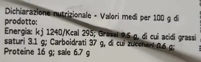 Tortellini bolognesi mignon nutrition facts table