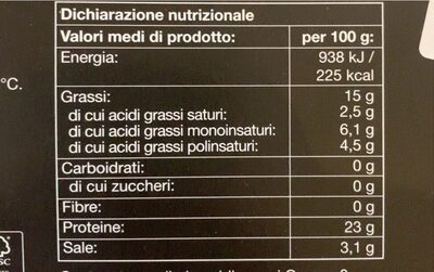 Salmone affumicato norvegese nutrition facts table