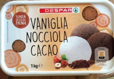 Gelato al gusto di vaniglia,alla nocciola e cacao