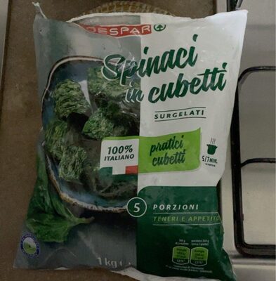 Spinaci in cubetti front packaging