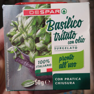 Basilico tritato con olio front packaging