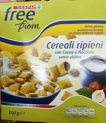 Cereali ripieni con cacao e nocciole senza glutine