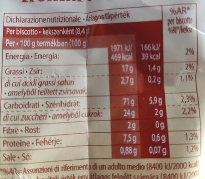 Frollini con uova 400g nutrition facts table