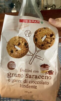 Frollini con grano saraceno e gocce di cioccolato fondente front packaging