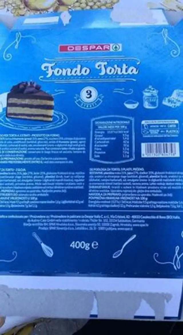 Fondo torta front packaging