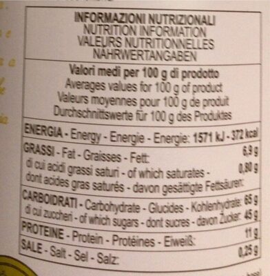 Amaretti fichi e noci nutrition facts table