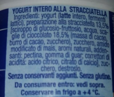 Yogurt cremoso stracciatella ingredients label