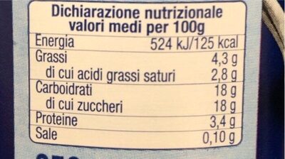 Yogurt cremoso stracciatella nutrition facts table