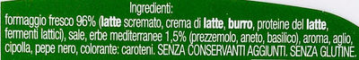 Mousse di Formaggio Erbe ingredients label