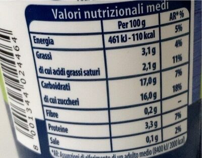 Yogurt cremoso albicocca nutrition facts table
