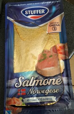 Salmone norvegese affumicato a fette front packaging