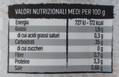 Riso Basmati e Wild nutrition facts table