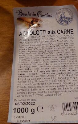 Agnolotti di  carne front packaging