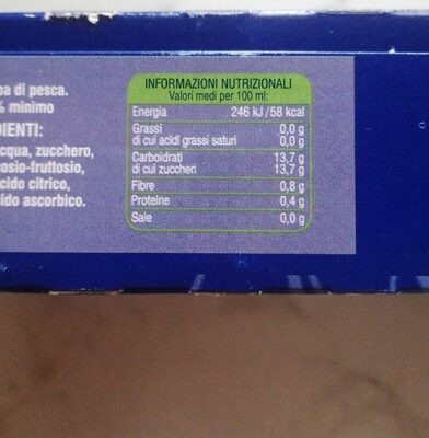 Succo alla pesca nutrition facts table
