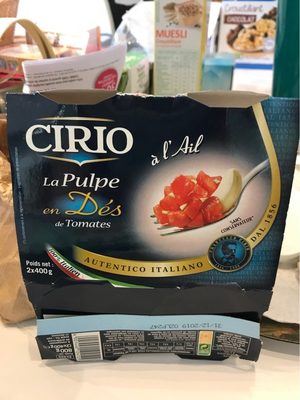 La pulpe en dés de tomates à l'ail, Lot de 2 paquets de 2x400g