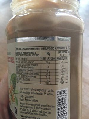Nocciolata bianca nutrition facts table