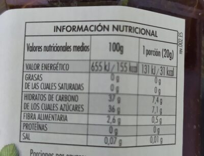 Mermelada fresa y fresas salvajes nutrition facts table