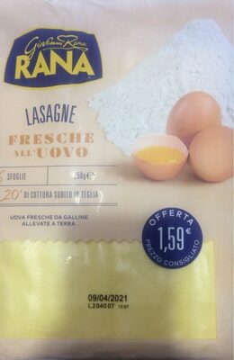 Lasagne fresche all’uovo front packaging
