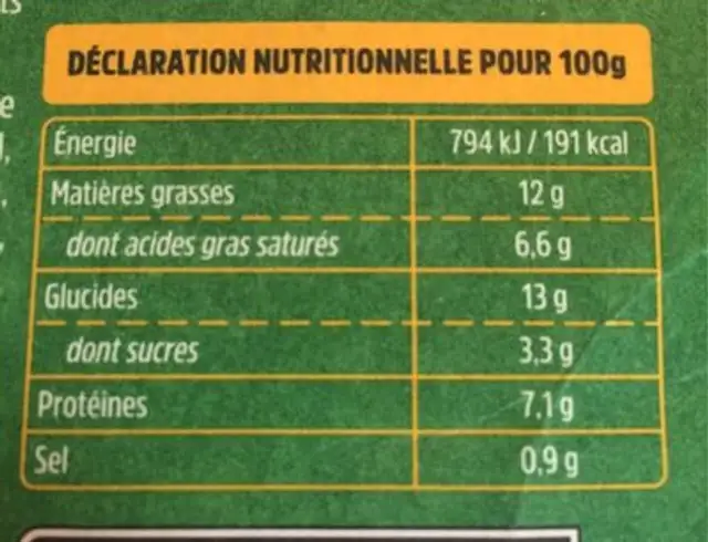 Lasagnes fraîches - Burrata & Épinards nutrition facts table
