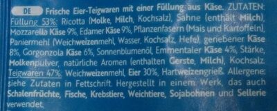 Tortelloni 4 formaggi ingredients label