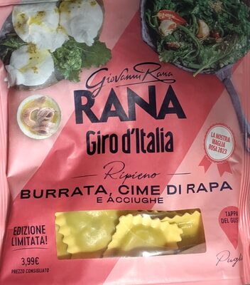 Burrata, cime di rapa e acciughe front packaging