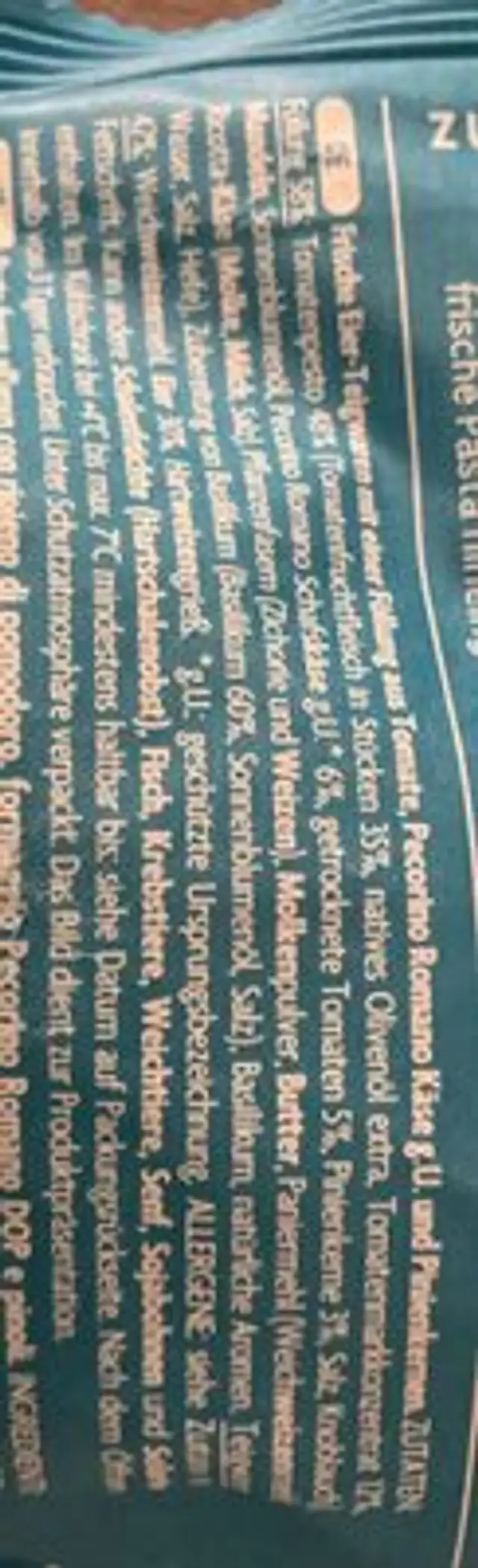 Pesto Rosso Alla Siciliana ingredients label