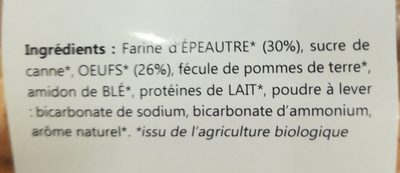 Boudoirs à la farine d'épeautre ingredients label