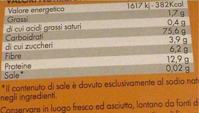 Gramigna paglia e fieno nutrition facts table