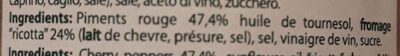 Poivrons fourrés avec ricotta ingredients label