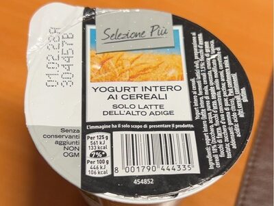 Yogurt intero ai cereali