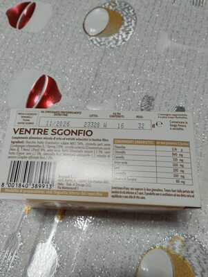 Unknown nutrition facts table