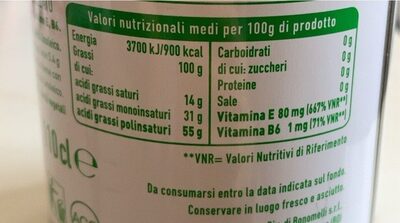 Olio cuore nutrition facts table