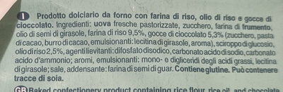 Muffin con riso e gocce cioccolato ingredients label