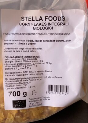 corn flakes integrali biologici “Stella Foods”
