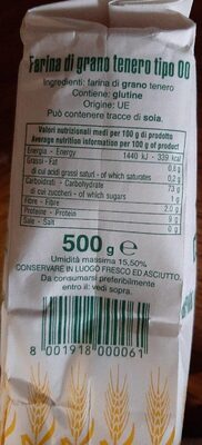 Farina di grano tenero tipo 00 Molino di borgo s. Dalmazzo nutrition facts table