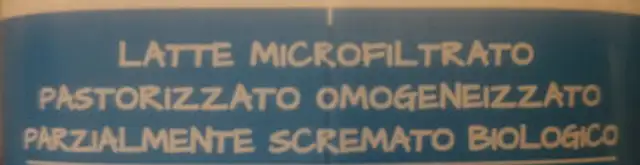 Latte parzialmente scremato ingredients label