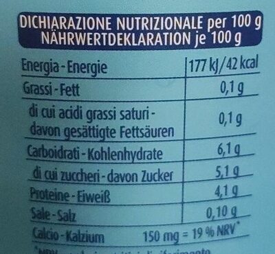 Yogurt Magro Zero Grassi Bianco Natur nutrition facts table