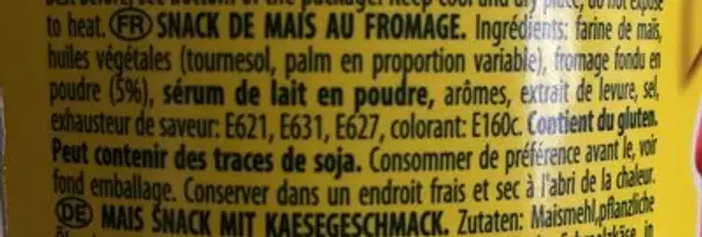 Puff twister ingredients label
