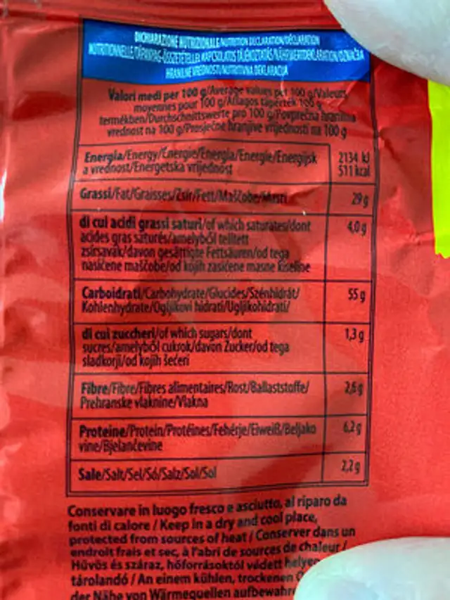 Speedy Roll ingredients label