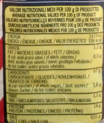 Farina Manitoba tipo 1 nutrition facts table