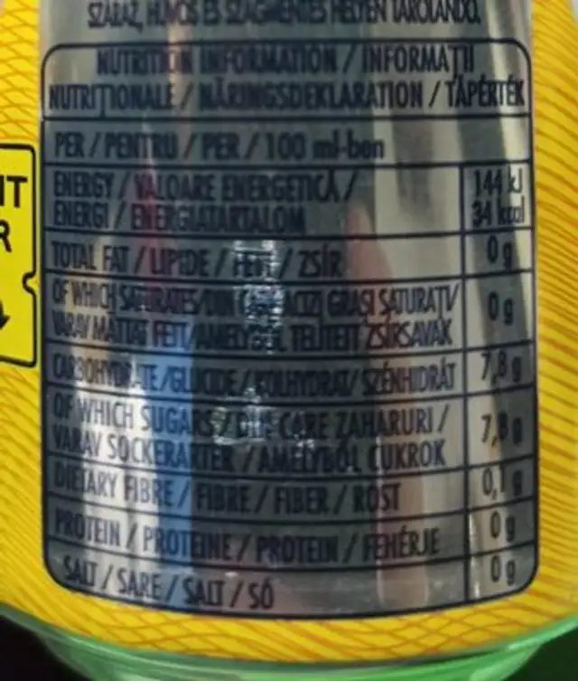 San Pellegrino Limonata 0,33l nutrition facts table